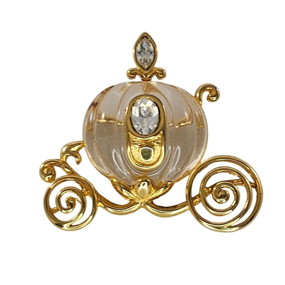 Vintage Disney Napier Cinderella's Carriage Rhinestone & Gold Tone Brooch Pin